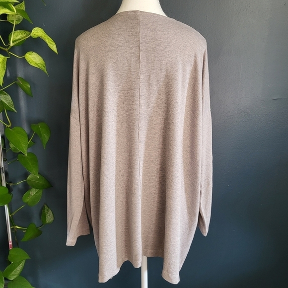 Bryn Walker Boxy Marled Greige V Neck Casual Top Large - Picture 9 of 11